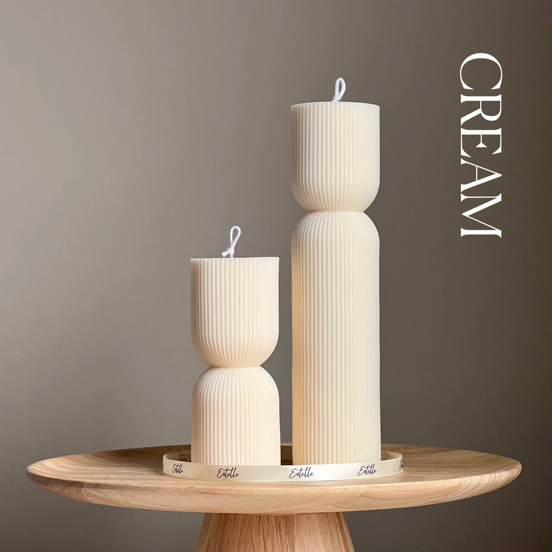 Ribbed Hourglass Pillar Candle by Estelle Studio