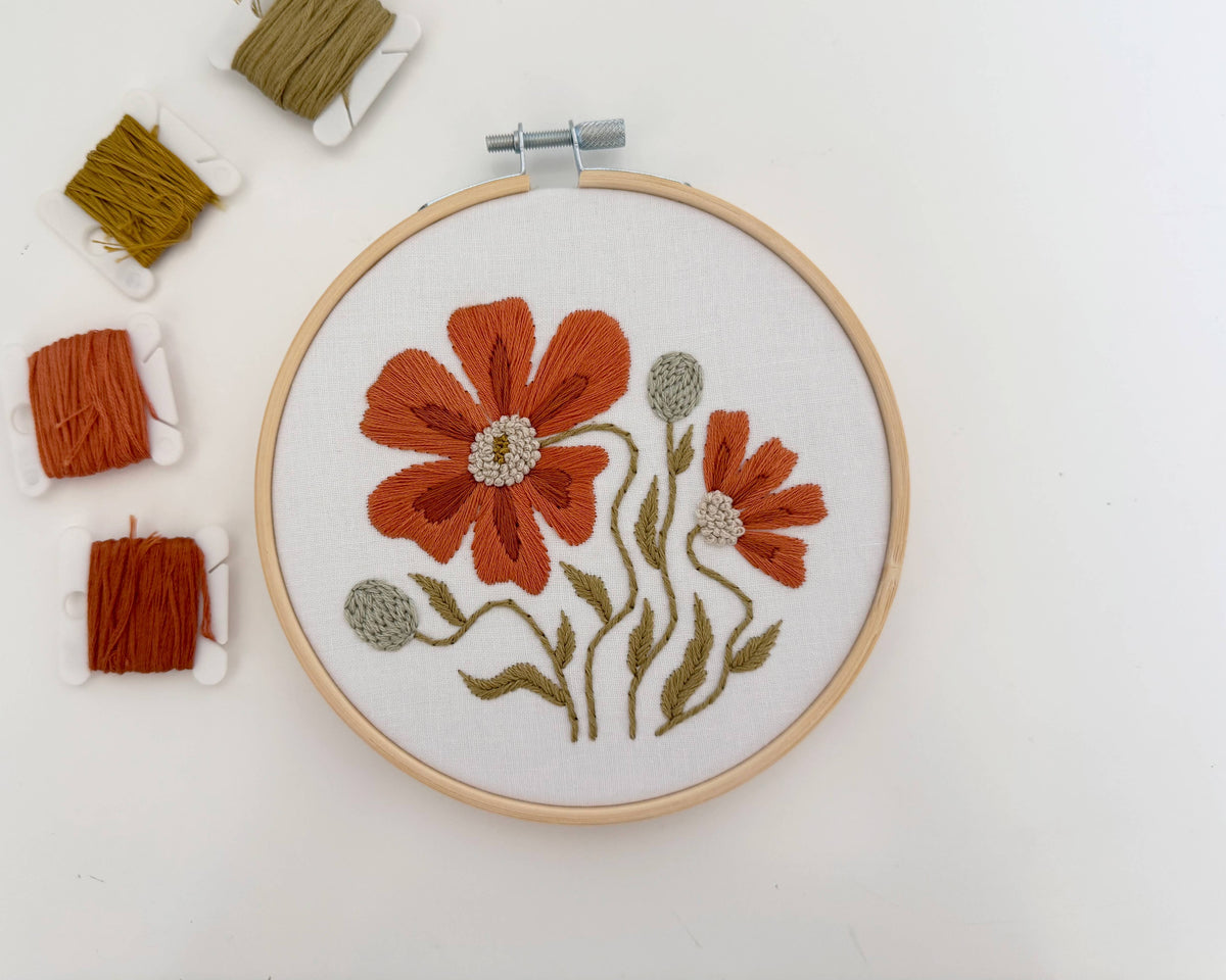 Orange Floral Embroidery Kit by Urbann Nest