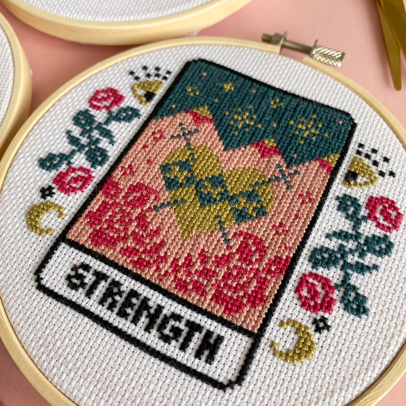 Strength Tarot Card Cross Stitch Kit