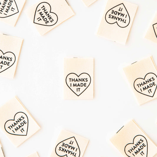 'Thanks I Made It' Heart Organic Cotton Woven Labels