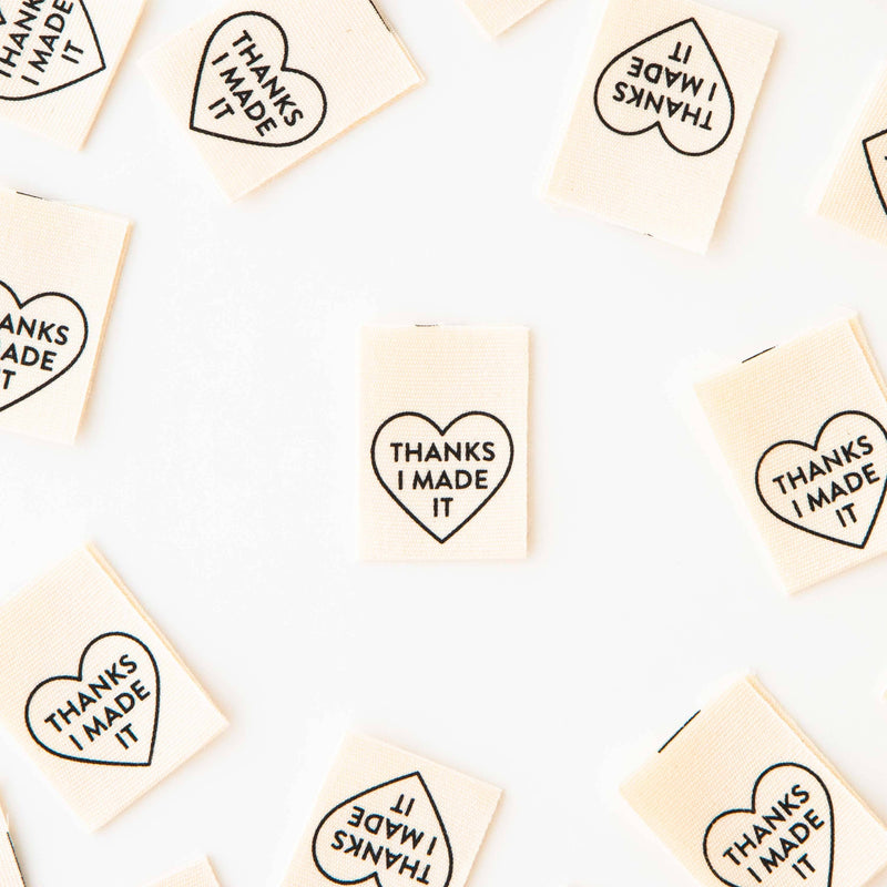 'Thanks I Made It' Heart Organic Cotton Woven Labels