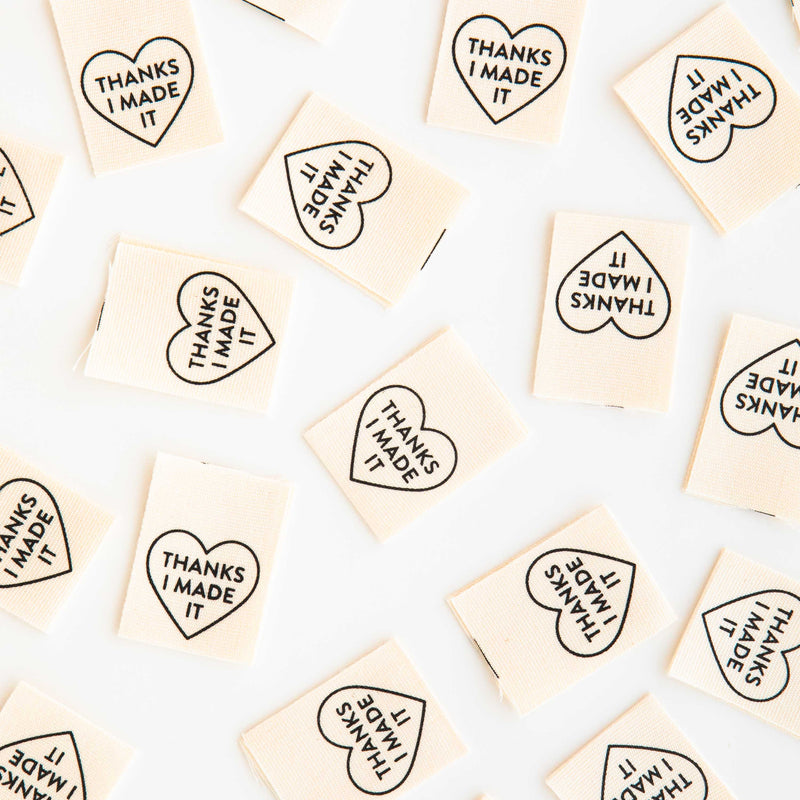 'Thanks I Made It' Heart Organic Cotton Woven Labels