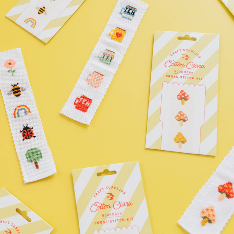 Tea/Mugs Cross Stitch Bookmark Kit by Cotton Clara