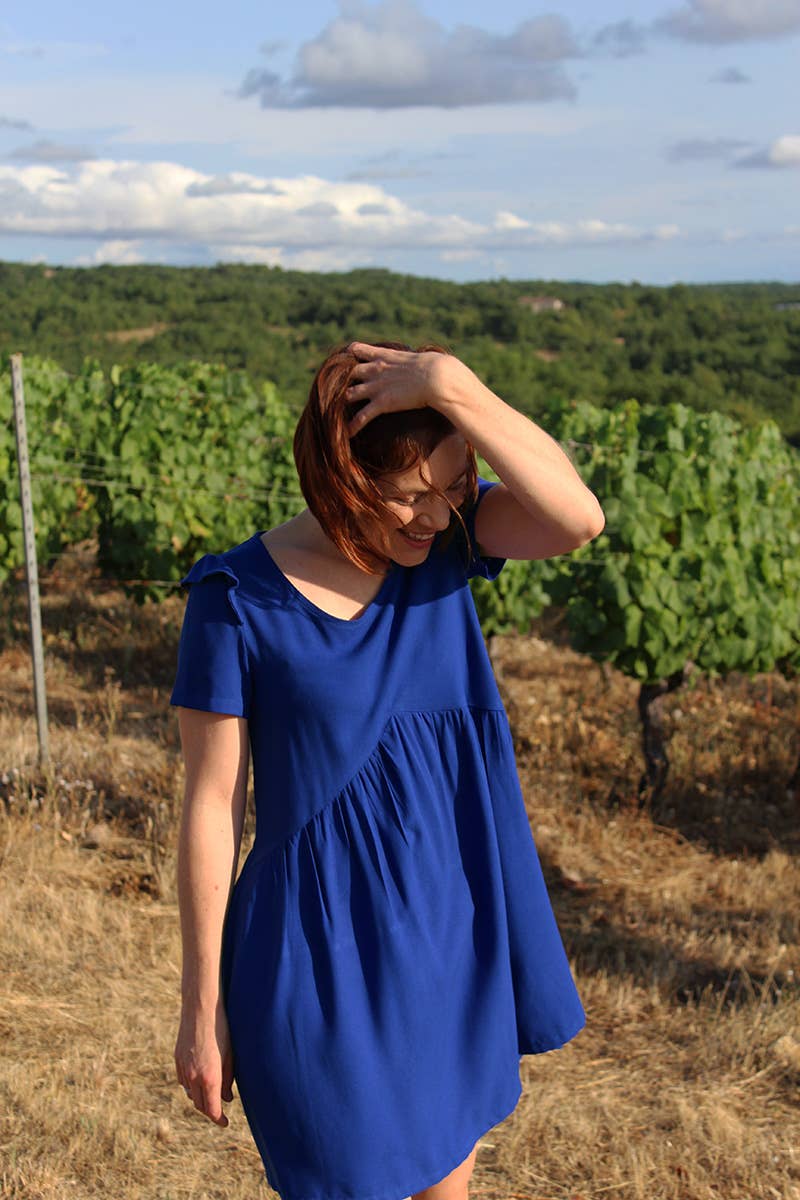 Royal Blue Viscose Crepe Fabric by Eglantine et Zoé