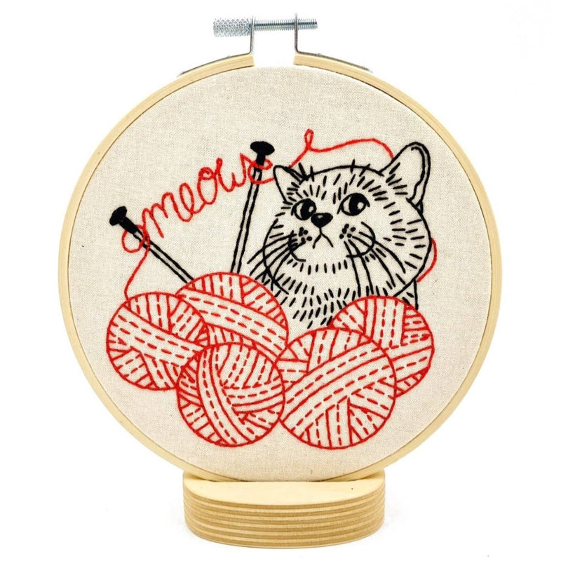 Kitten with Knitting Complete Embroidery Kit by Hook, Line & Tinker