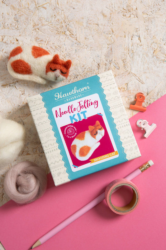 Cat Brooch Needle Felting Kit | Complete Craft Kit by Hawthorn Handmade