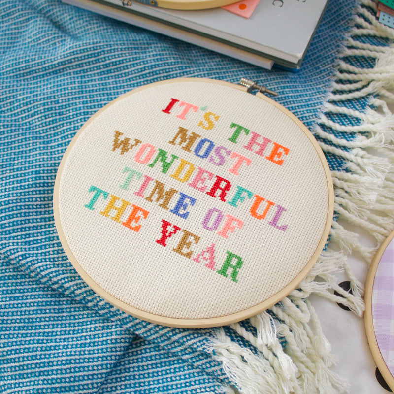 It's The Most Wonderful Time Cross Stitch Kit by Cotton Clara