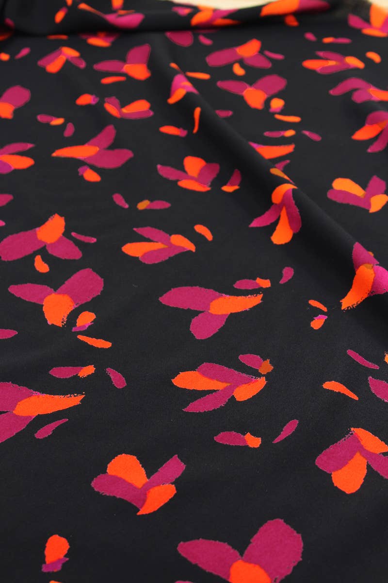 Ecovero Black Liquorice Viscose Petali Fabric by Eglantine et Zoé