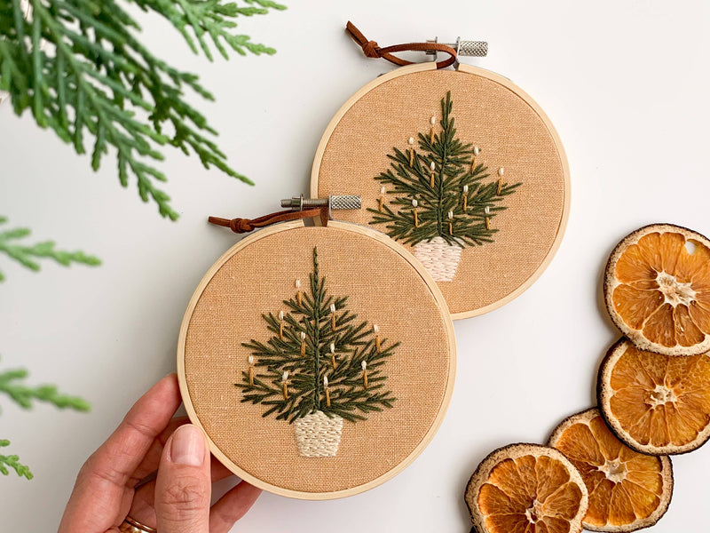 Christmas tree embroidery kit, beginner embroidery DIY kit by Matryoshka Doll Shop