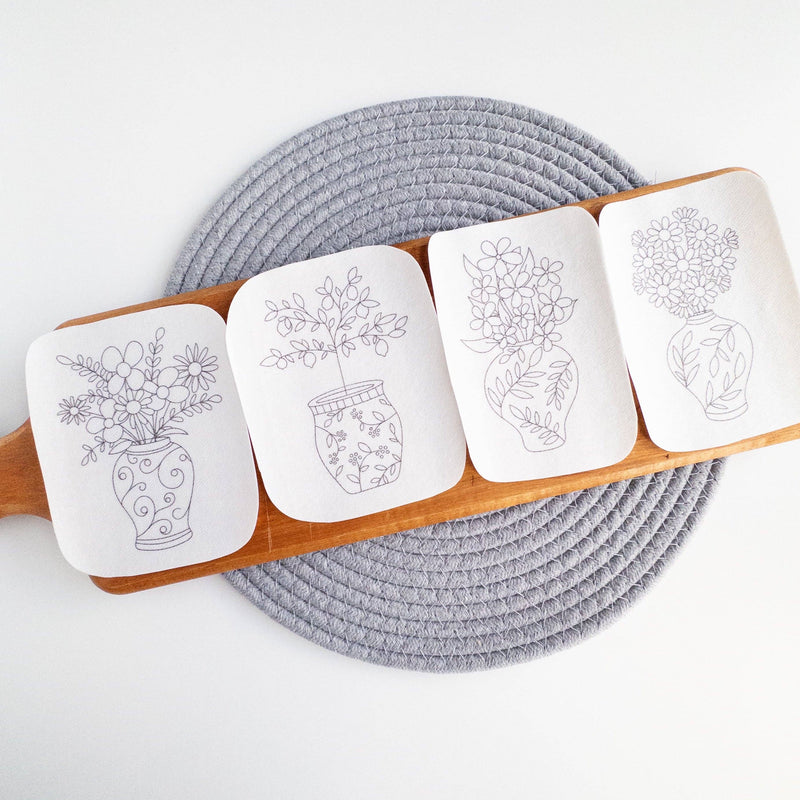 Ginger Jar Floral Stick & Stitch Embroidery Patterns