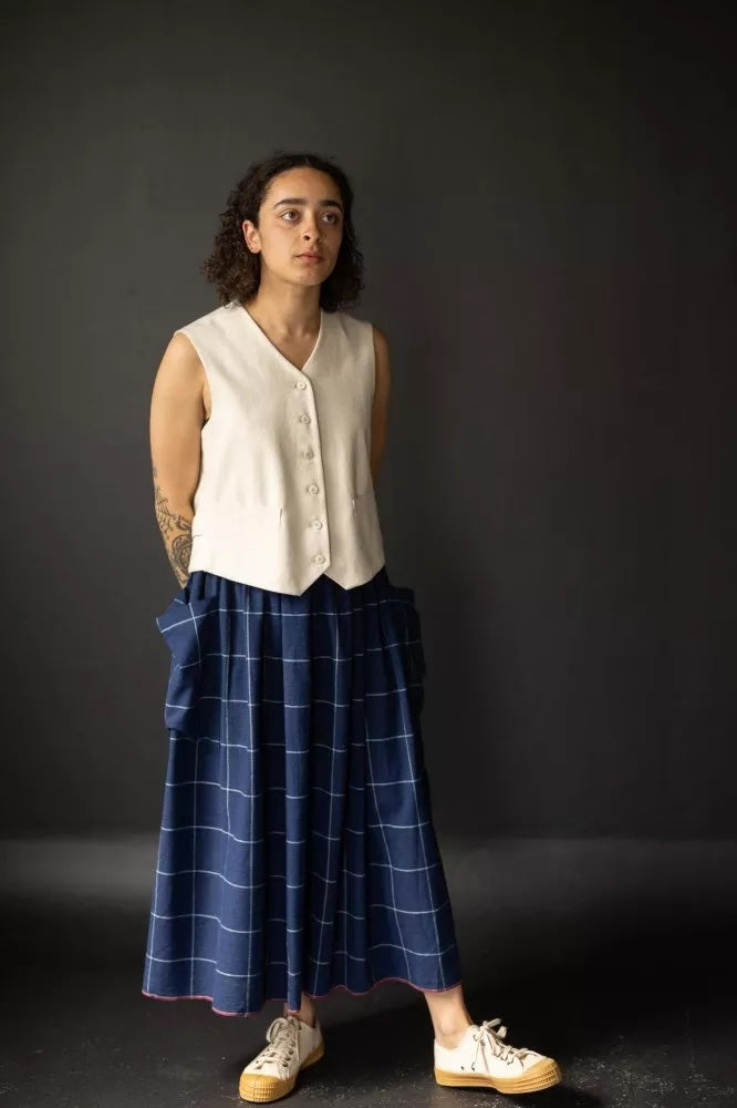 Indigo Windowpane Indian Cotton by Merchant and Mills