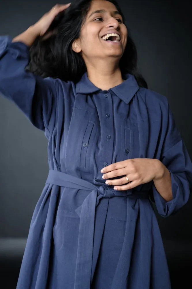 Noah Navy Organic Sanded Cotton Twill by Merchant and Mills