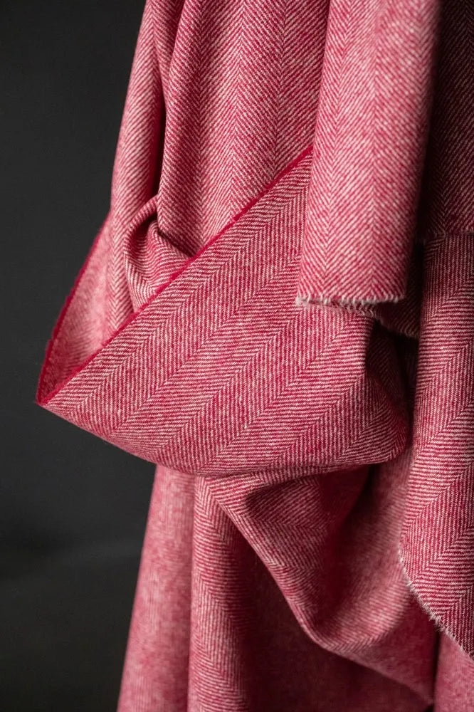 Yorkshire Herringbone Wool - Crimson (limited stock)