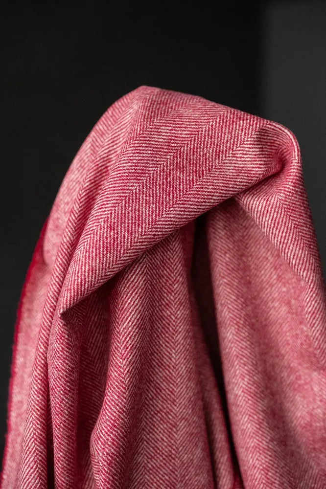 Yorkshire Herringbone Wool - Crimson (limited stock)