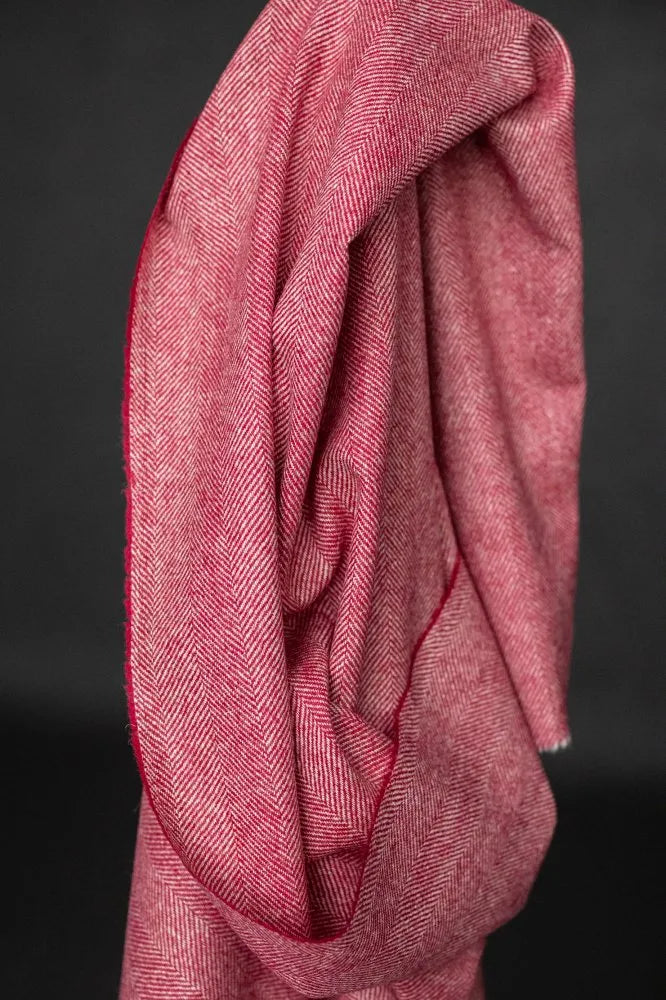 Yorkshire Herringbone Wool - Crimson (limited stock)