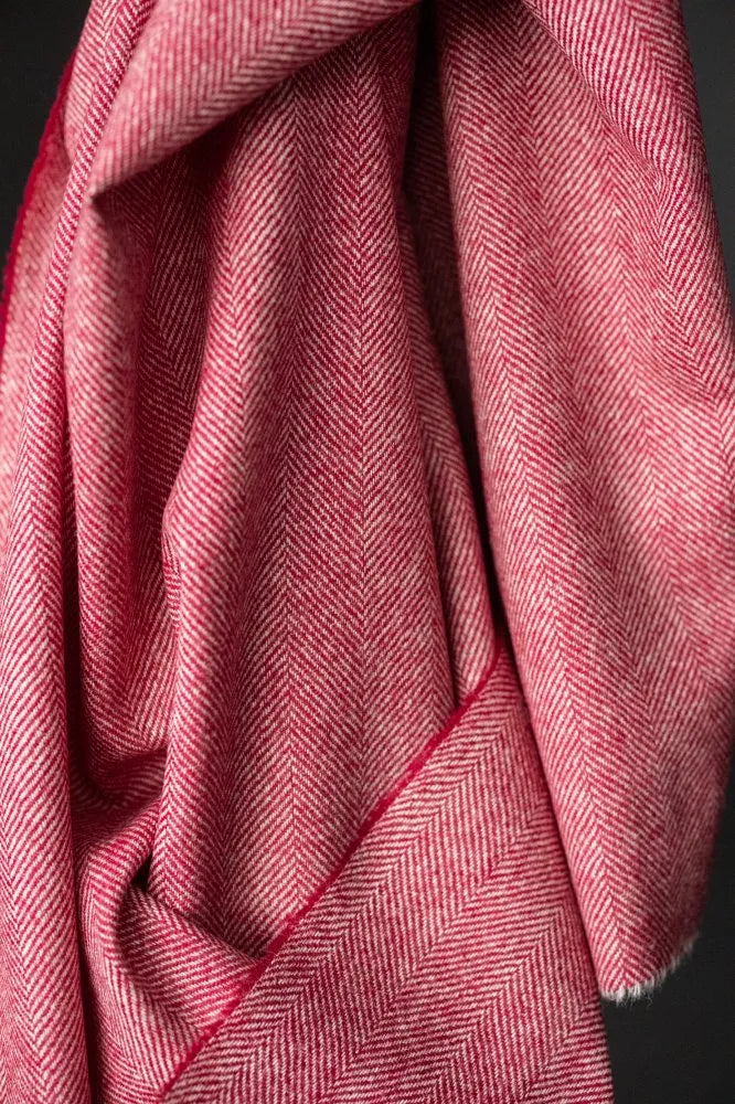 Yorkshire Herringbone Wool - Crimson (limited stock)