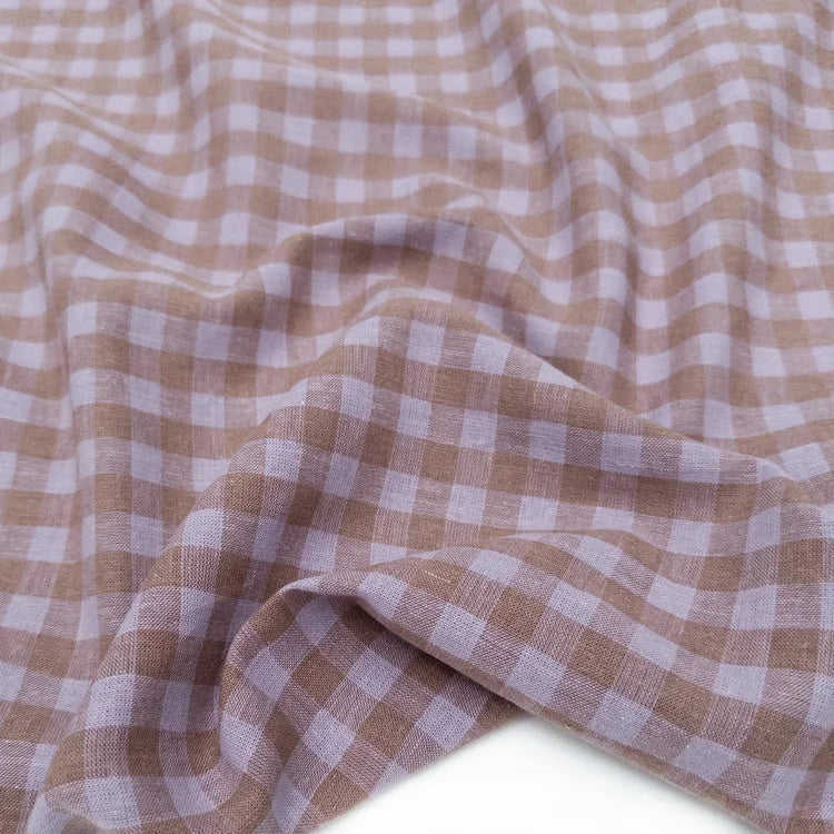 Close-up of brown and white checkered fabric