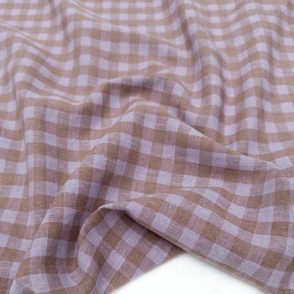 Close-up of brown and white checkered fabric