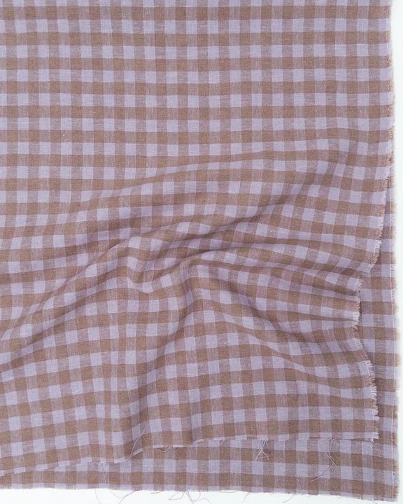 Brown and white checkered fabric