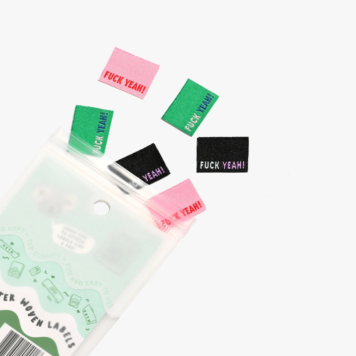 'Fuck Yeah!' Woven Sewing Labels (2025 colours)