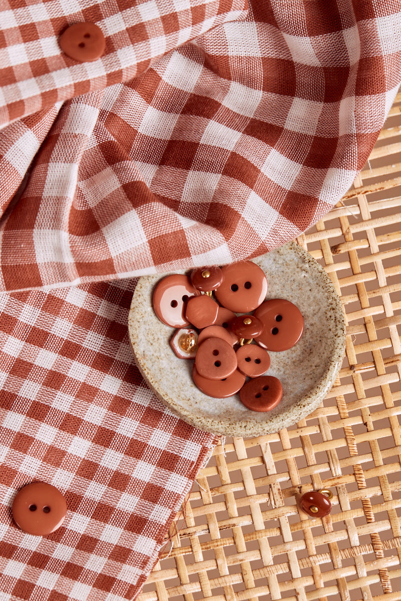 Gingham Off-White Chestnut Fabric