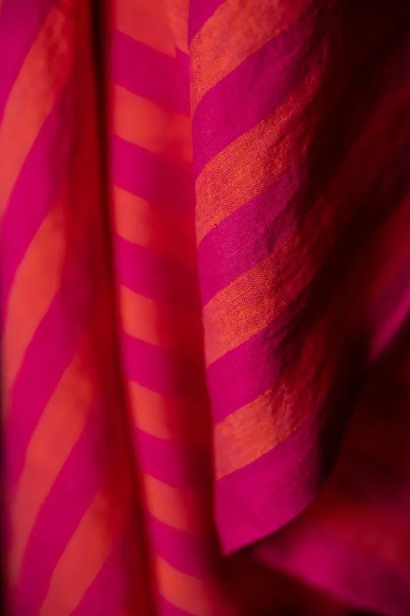 Close-up of red and orange striped fabric