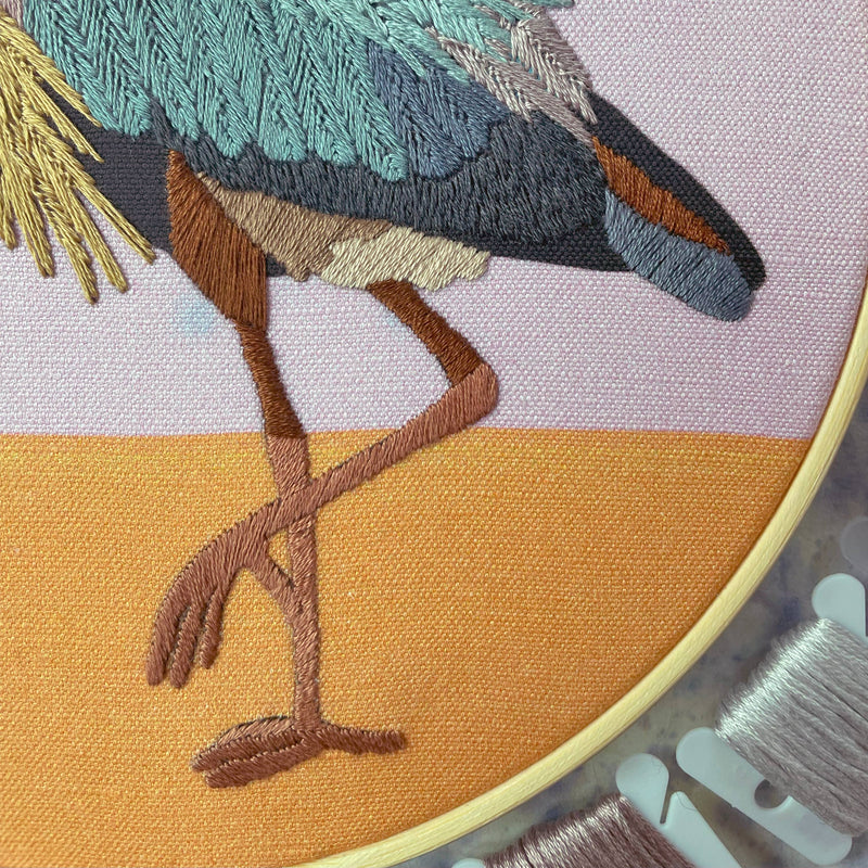 DIY Embroidery and Beadwork Kit - Great Blue Heron by Kate Wyatt
