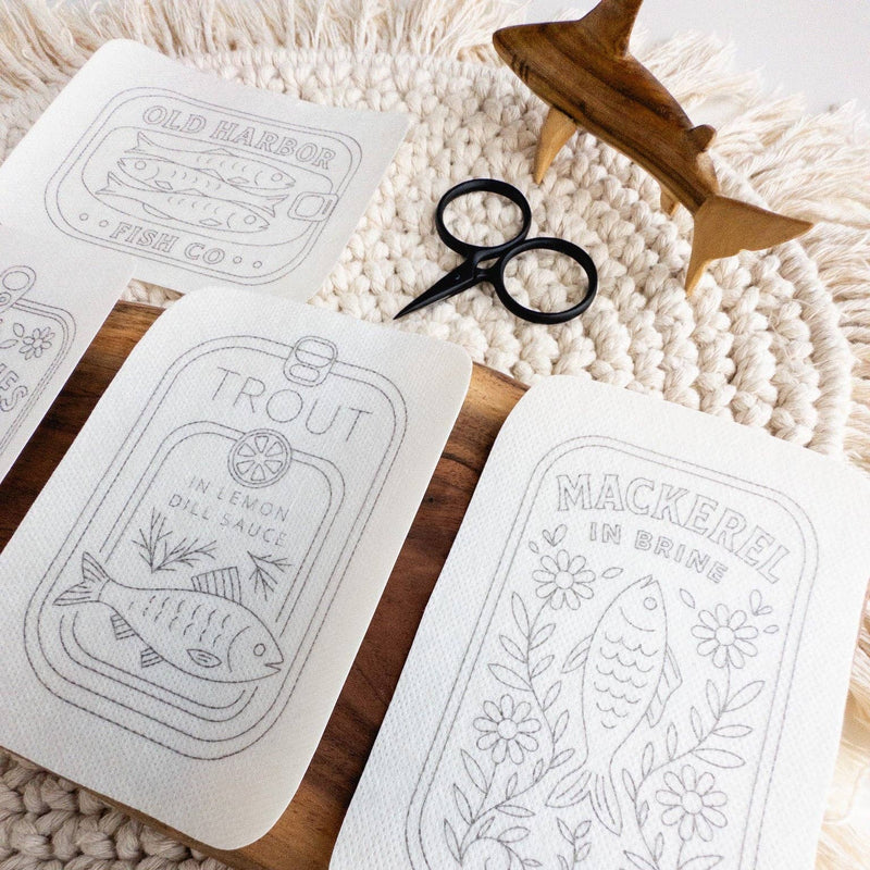 Tinned Fish Embroidery Stick and Stitch Patterns