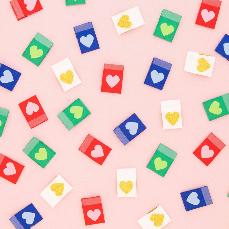 Woven Sew In Labels - Holiday Hearts Multipack