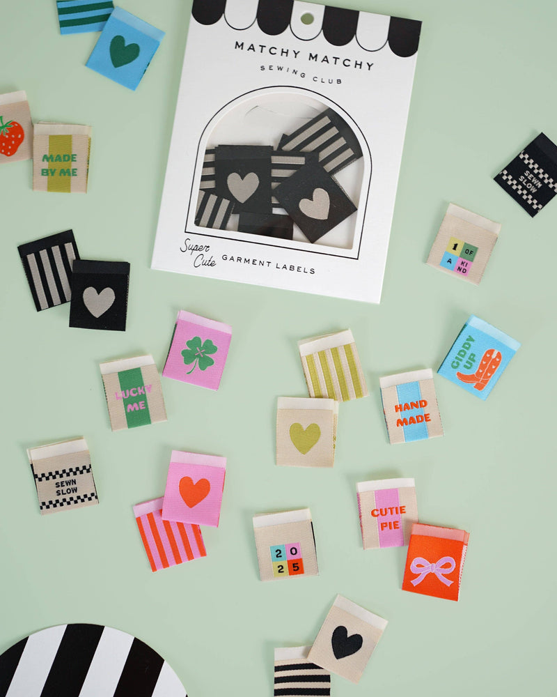 Black Heart and Stripe Square Garment Labels