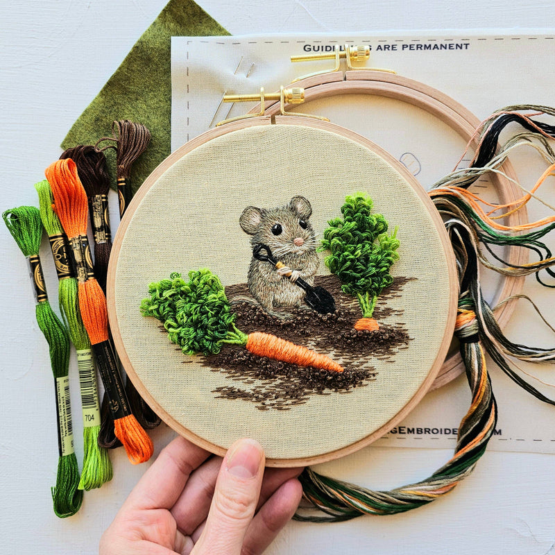 Garden Mouse Embroidery Kit