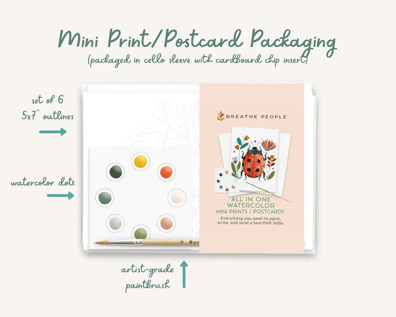 All in One Watercolour Postcard/Mini Print Kit: Abstract Flowers