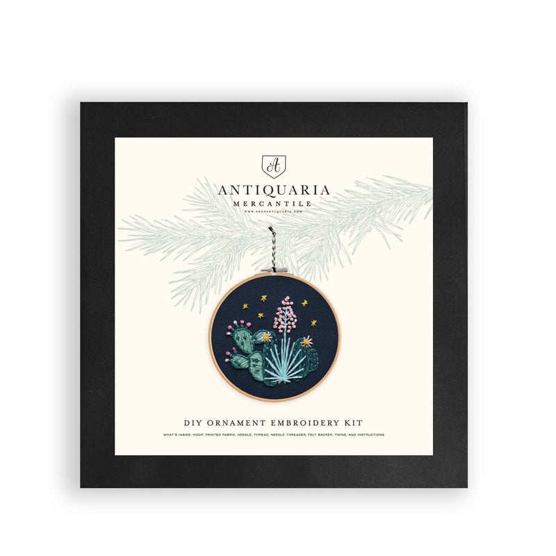 Holiday Decor: Cactus DIY Embroidered Christmas Ornament Kit by Antiquaria