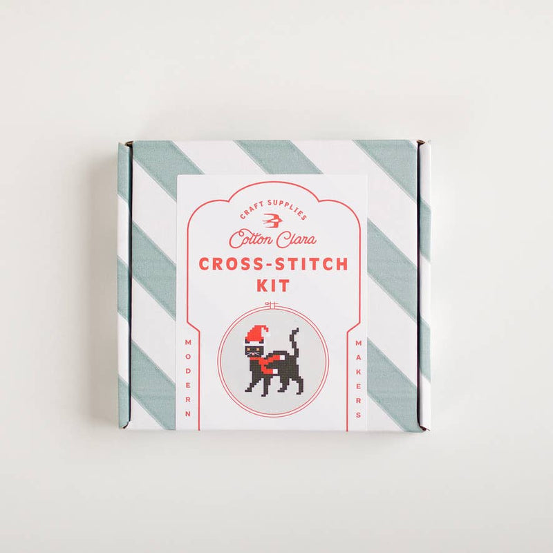 Christmas Cat Beginner Counted Cross Stitch Kit