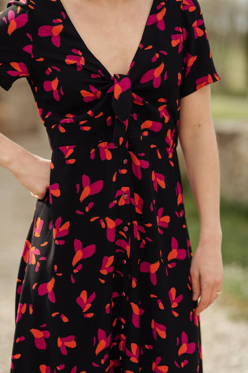 Ecovero Black Liquorice Viscose Petali Fabric by Eglantine et Zoé
