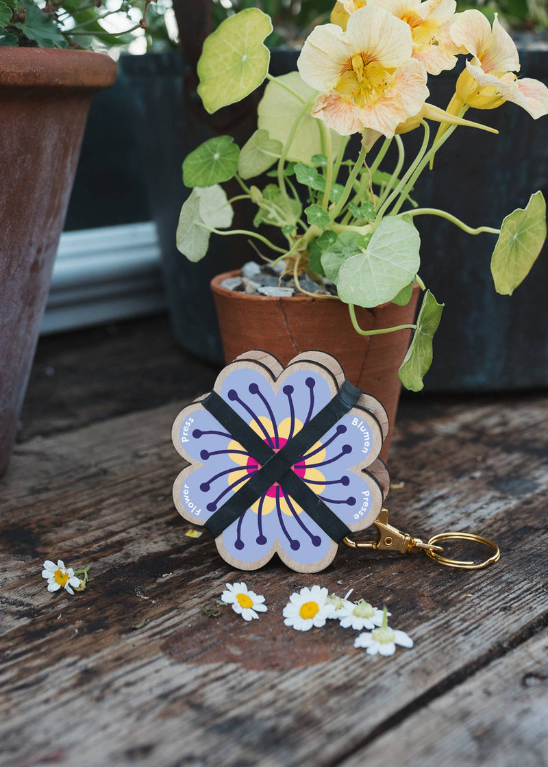 Keyring Flower Press in Pinks & Blues by Studio Ward