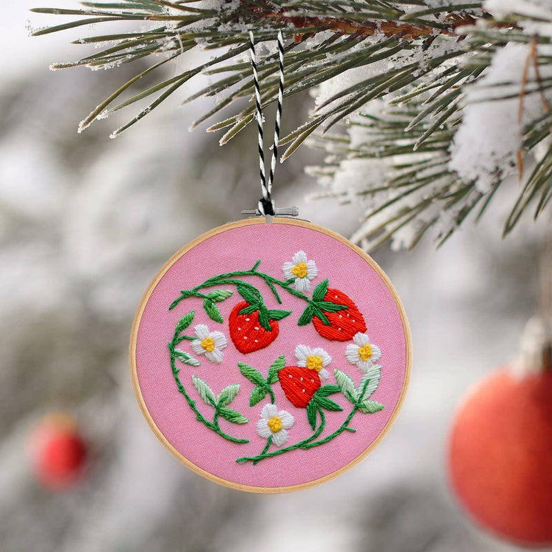 Holiday Decor:  Strawberries DIY Embroidered Ornament Kit by Antiquaria Mercantile