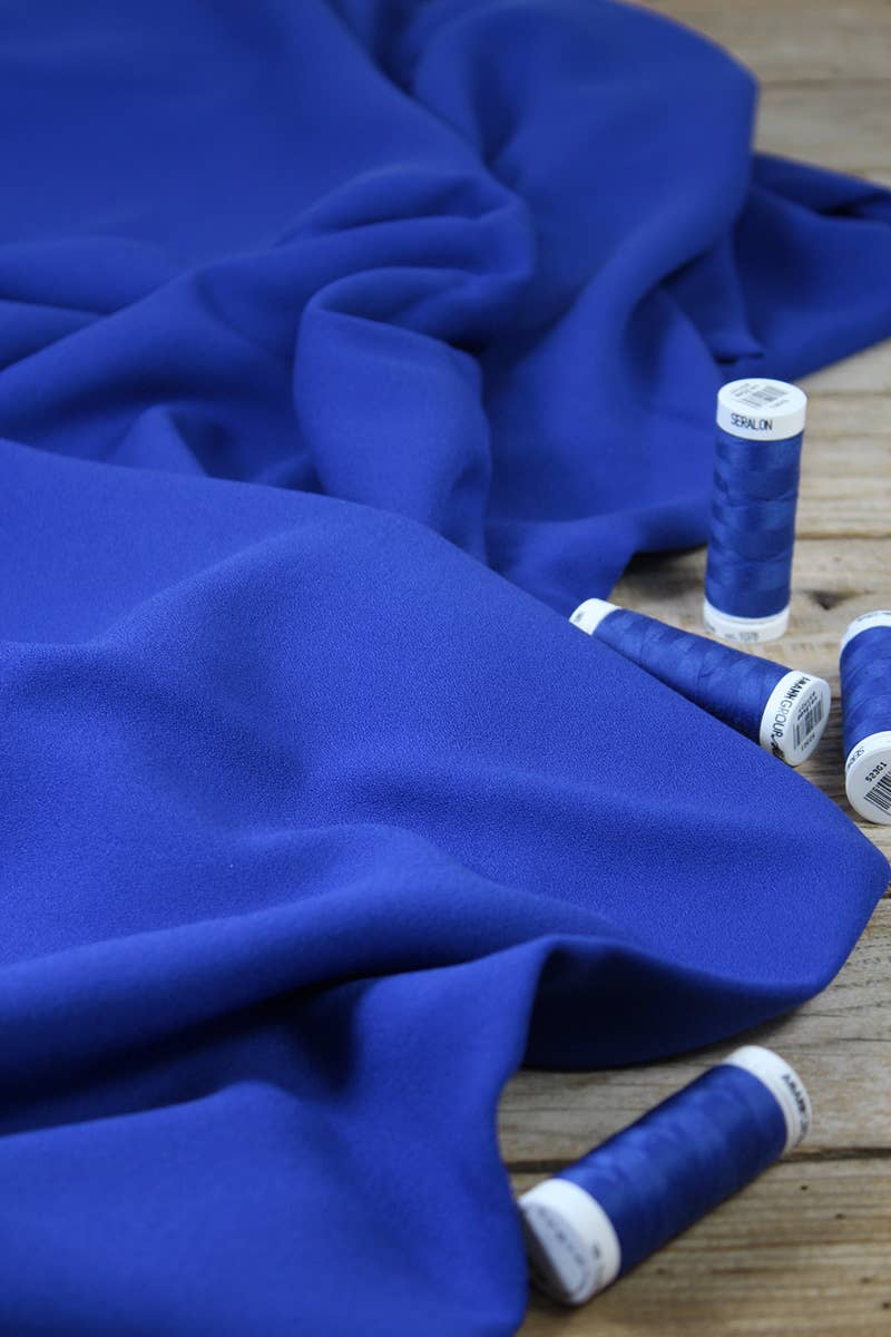 Royal Blue Viscose Crepe Fabric by Eglantine et Zoé