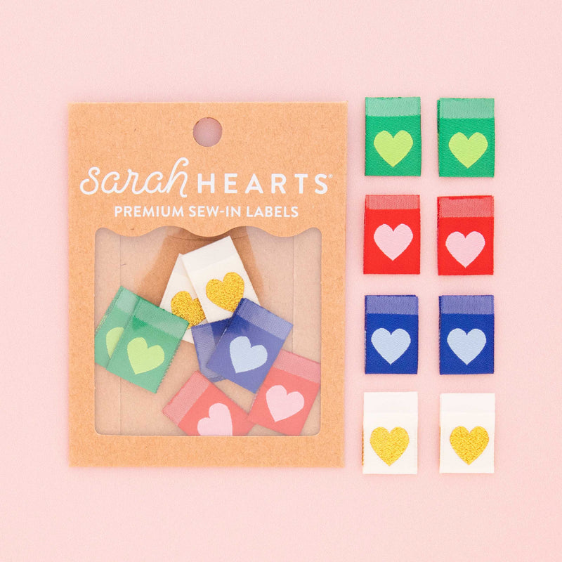 Woven Sew In Labels - Holiday Hearts Multipack