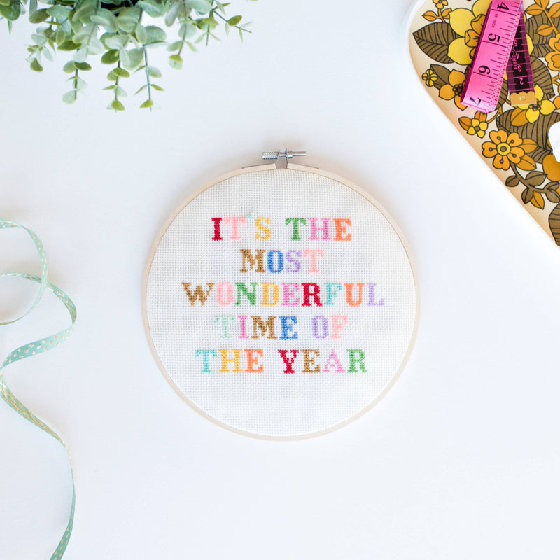 It's The Most Wonderful Time Cross Stitch Kit by Cotton Clara