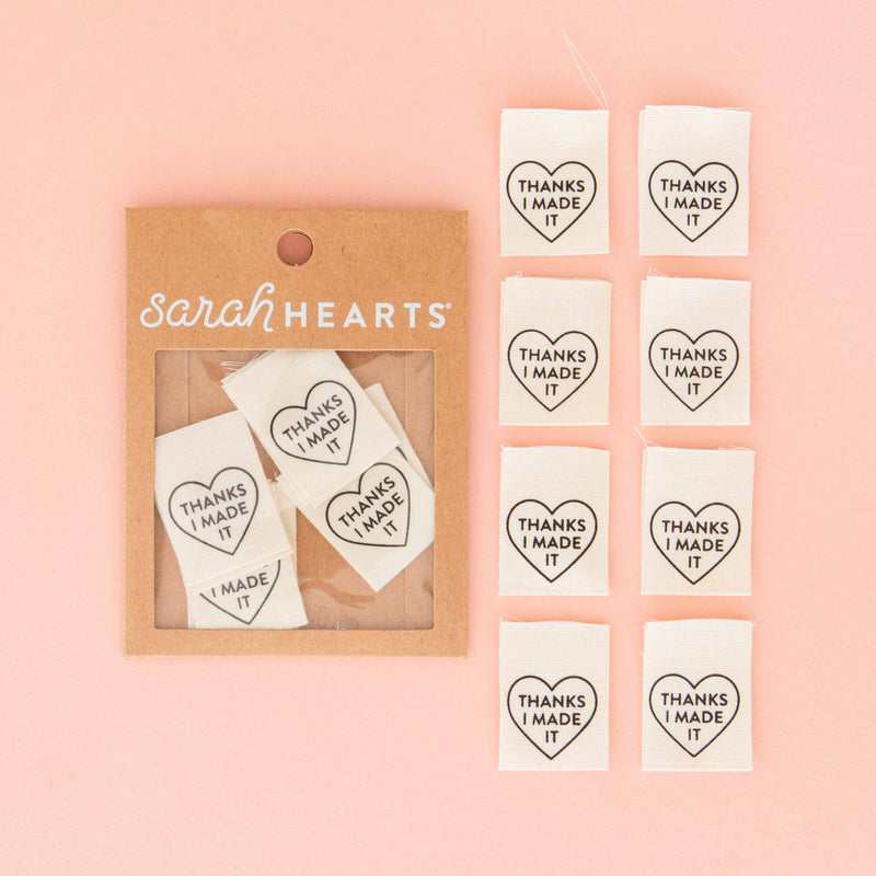 'Thanks I Made It' Heart Organic Cotton Woven Labels