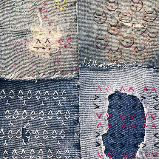 Washable Mending Transfers Set #6 Pink Cat Patterns