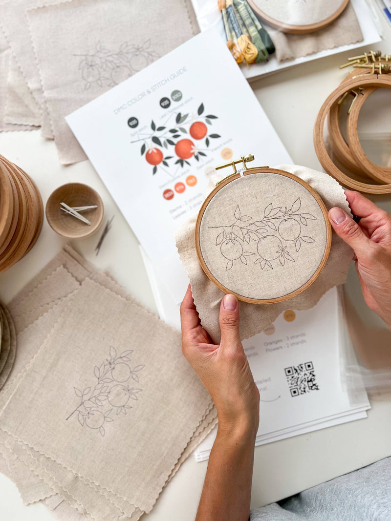 Orange Branch Embroidery Kit  by Matryoshka Doll Shop