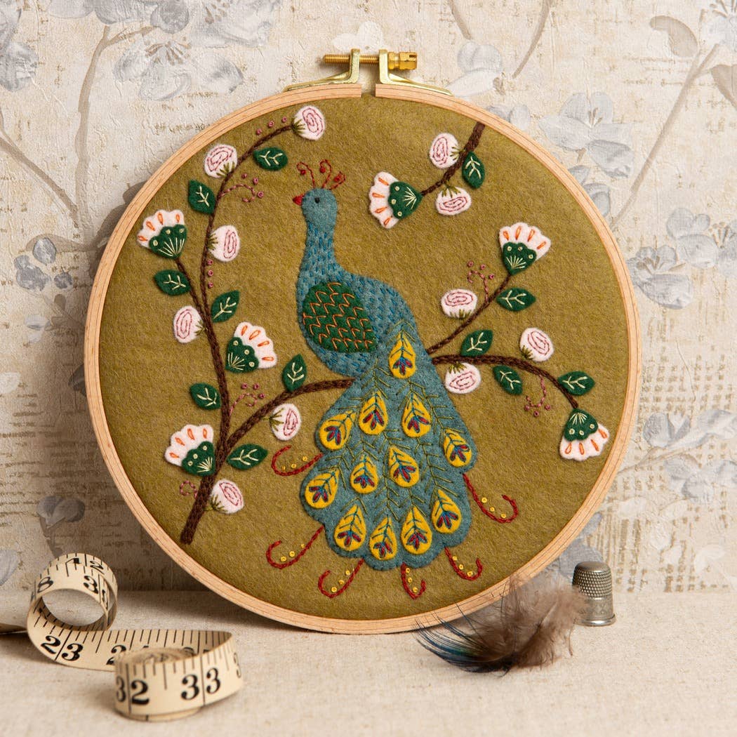Flamboyant Peacock Appliqué Hoop Craft Kit by Corinne Lapierre Limited