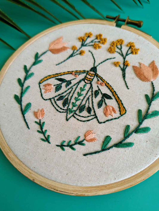 Moth Embroidery DIY Kit by Nabeela Rumi