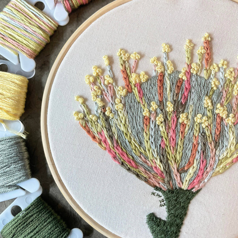 DIY Embroidery Kit - Protea (5") by Kate Wyatt