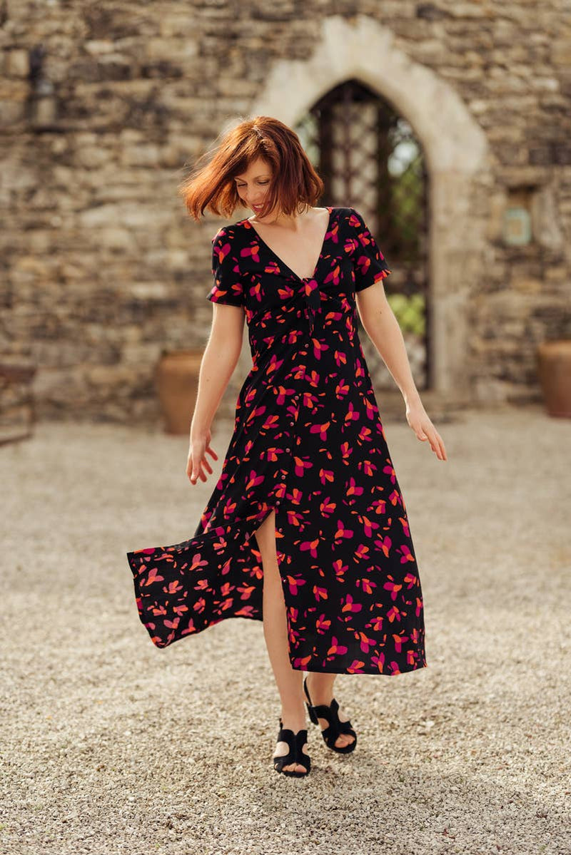 Ecovero Black Liquorice Viscose Petali Fabric by Eglantine et Zoé
