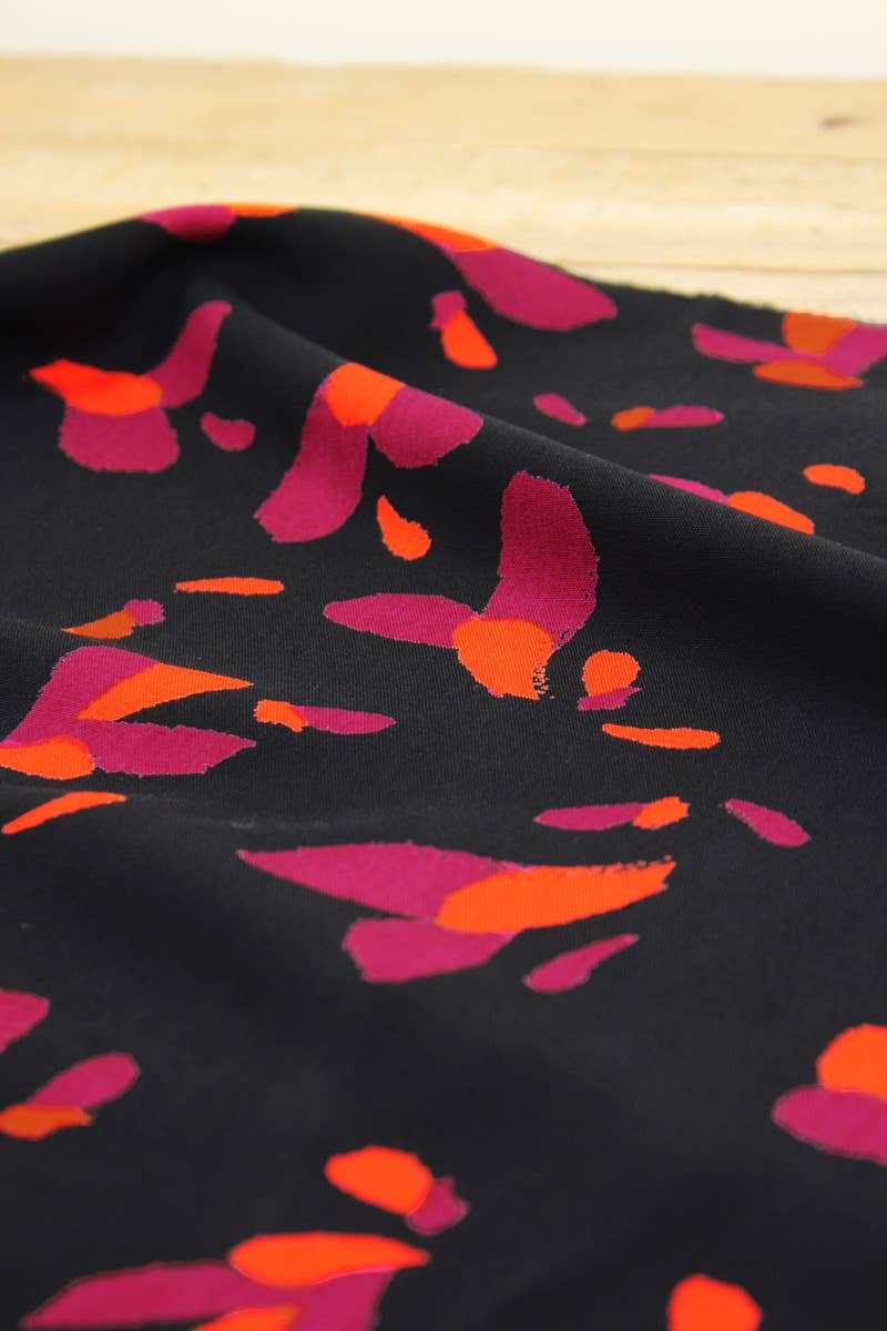 Ecovero Black Liquorice Viscose Petali Fabric by Eglantine et Zoé