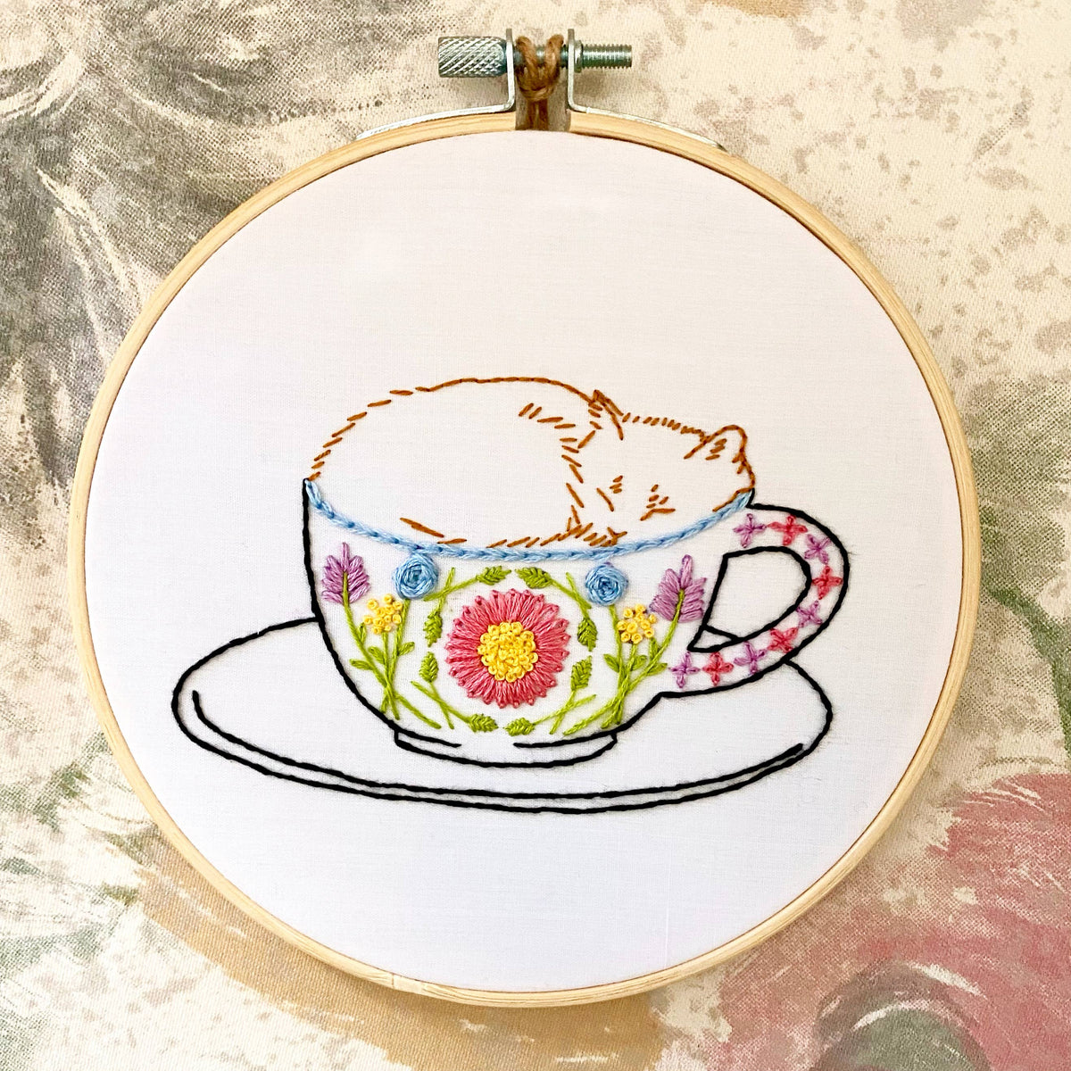 Catpuccino Craft DIY Coffee Cat Embroidery Kit