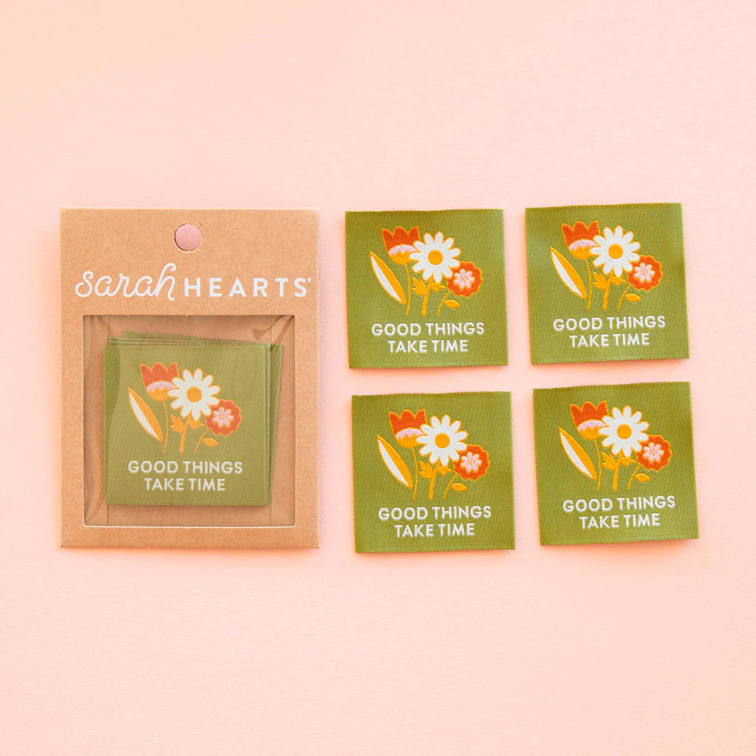 'Good Things Take Time' Woven Labels